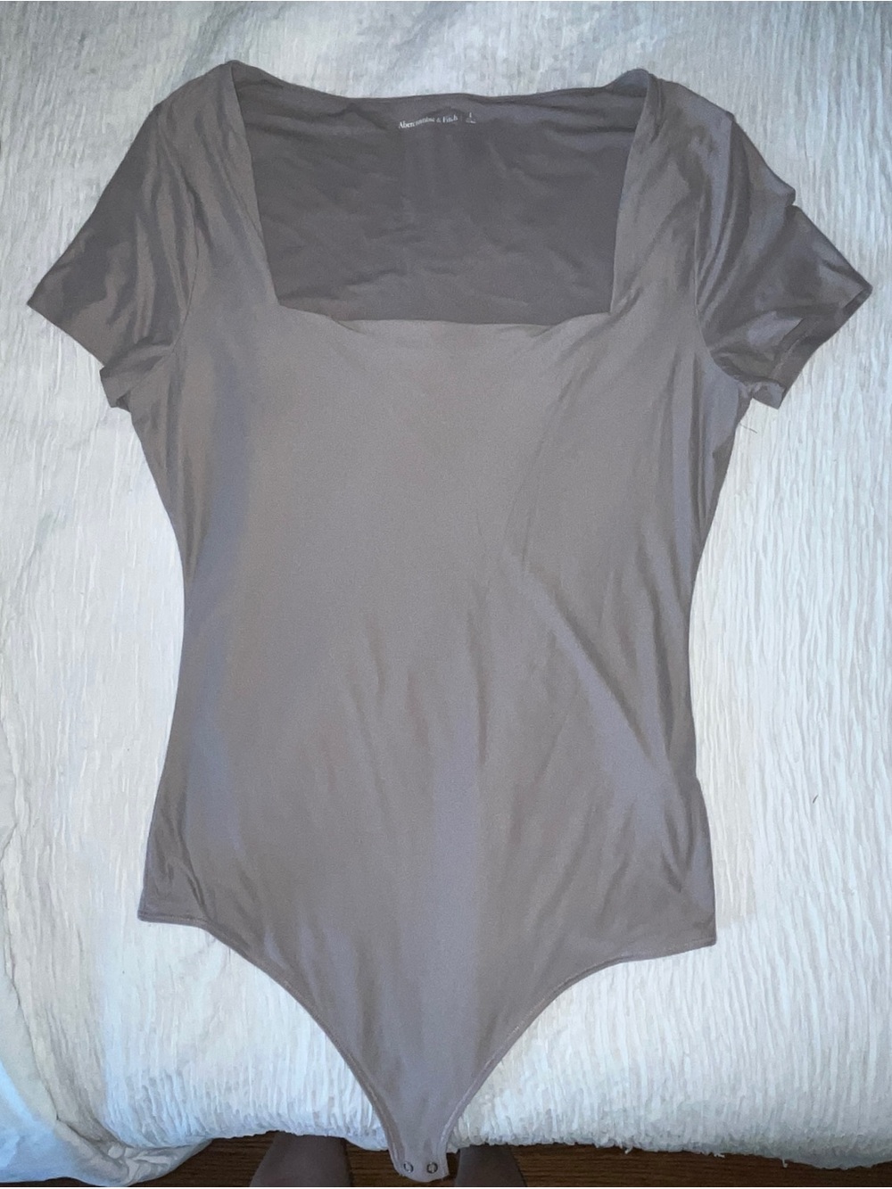 Abercrombie & Fitch Short Sleeve Square Neck Bodysuit - Taupe